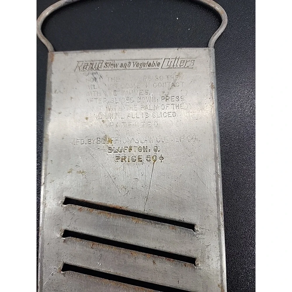 Vintage Bluffton Slaw & Vegetable Cutter Stainless Steel Primitive Kitchen Tools